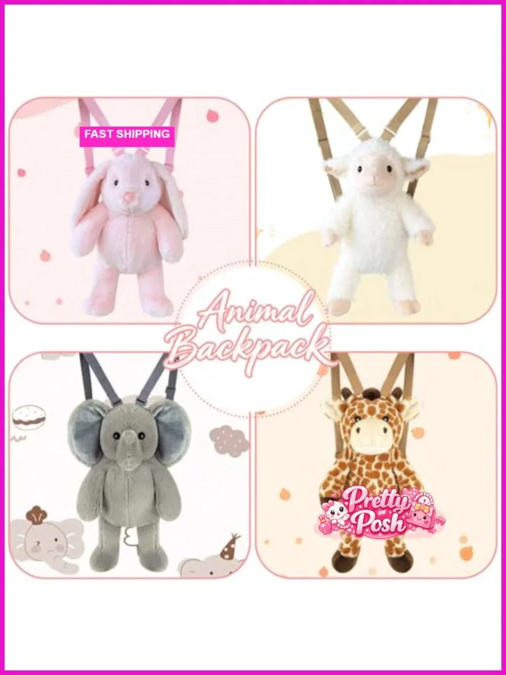 Plush Backpack Bunny Stuffed Animal Backpack with Adjustable Shoulder Straps